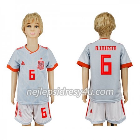 Fotbalový Dres Španělsko A_Iniesta 6 Dětské Venkovní MS 2018